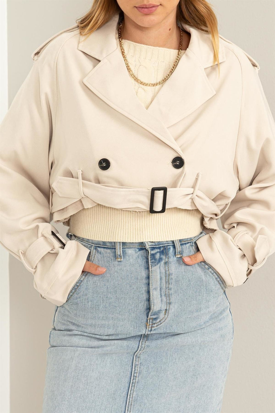 City Chic Cropped Trench Coat
