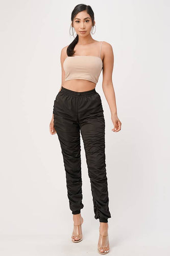 Bring It Ruched Jogger Pant - Black - OverDressed Much! Bottoms
