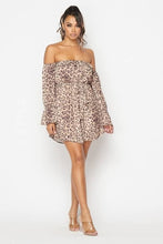 Load image into Gallery viewer, Wildin’ Off The Shoulder Leopard Dress - OverDressed Much! Dress
