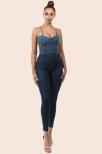Load image into Gallery viewer, Bust It Denim Bodysuit - OverDressed Much! Top
